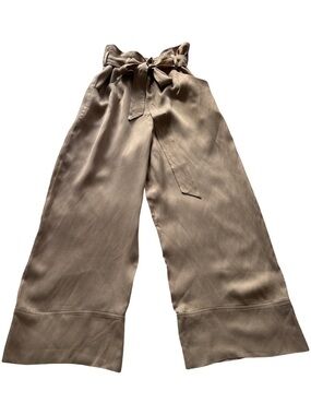 Intermix High Waisted Tie-Belt Wide Leg Pants - Taupe Size 8